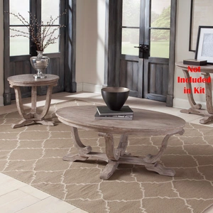 Liberty Furniture Greystone Mill Oval Cocktail Set | Rustic White Wash Table, Stone White Wash & Wirebrush Distressing