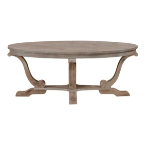 Liberty Furniture Greystone Mill Oval Wood Cocktail Table, Stone White Wash & Wirebrush Distressing