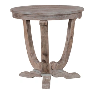 Liberty Furniture Greystone Mill Round Wood End Table, Stone White Wash & Wirebrush Distressing