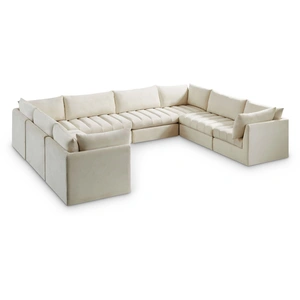 Meridian Furniture Jacob 140-inch 8-Piece Velvet Modular U-Shape Sectional