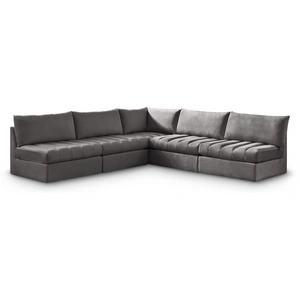 Meridian Furniture Jacob 107-inch 5-Piece Velvet Modular Sectional