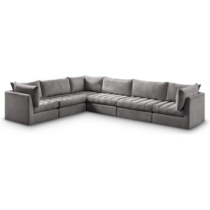 Meridian Furniture Jacob 140-inch 6-Piece Velvet Modular Sectional