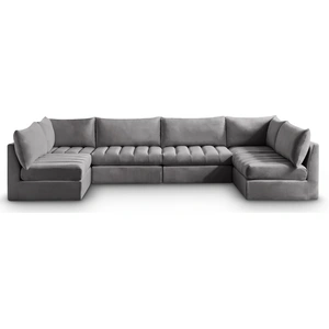 Meridian Furniture Jacob 140-inch 6-Piece Velvet Modular U-Shape Sectional