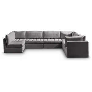 Meridian Furniture Jacob 140-inch 7-Piece Velvet Modular U-Shape Sectional