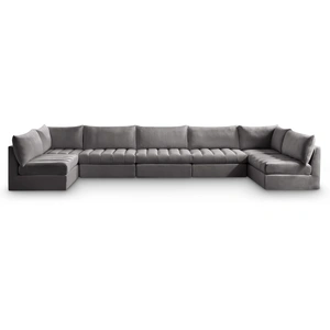 Meridian Furniture Jacob 177-inch 7-Piece Velvet Modular U-Shape Sectional