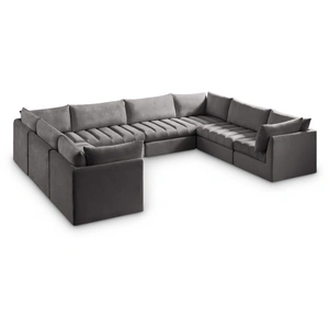 Meridian Furniture Jacob 140-inch 8-Piece Velvet Modular U-Shape Sectional