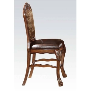ACME Dresden PU/Fabric Counter Chair, Cherry Oak (Set of 2)