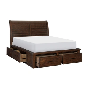Homelegance Logandale Platform Bed w/ Footboard Storage, Brown