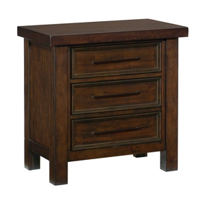 Homelegance Logandale 3 Drawer Nightstand, Brown