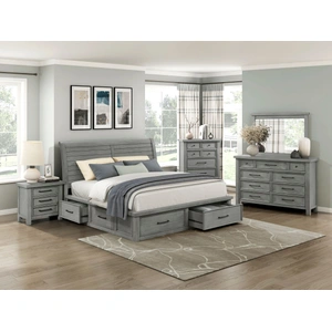 Homelegance Logandale Wood Storage Platform Bedroom Set, Antique Gray