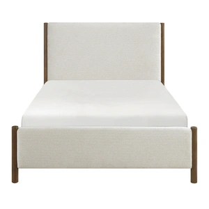 Homelegance Julian Chenille/Wood Platform Bed, Caramel Oak/Beige