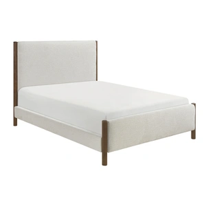 Homelegance Julian Chenille/Wood Platform Bed, Caramel Oak/Beige