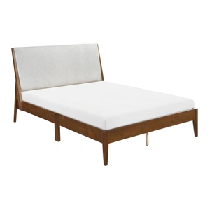 Homelegance Jasper Chenille/Wood Platform Bed, Chestnut/Light Gray