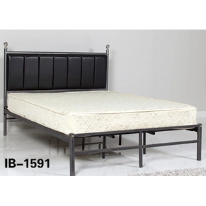 Pantek Furniture IB 1591 Iron Bed w/Cushioned Headboard, Crackle Silver