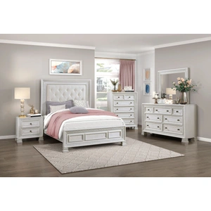 Homelegance Theodora Polyester/Wood Panel Bedroom Set, Pearl White