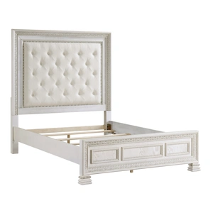 Homelegance Theodora Polyester/Wood Panel Bedroom Set, Pearl White