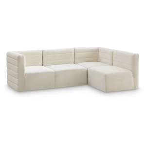 Meridian Furniture Quincy 95-inch 4-Piece Velvet Modular Comfort Sectional