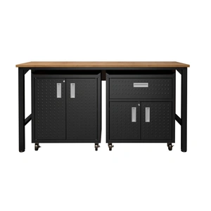 Manhattan Comfort Fortress 3-Piece Textured Metal Garage Storage Set, Composition 2