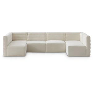 Meridian Furniture Quincy 126-inch 6-Piece Velvet Modular Comfort U-Shape Sectional