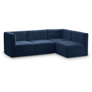 Meridian Furniture Quincy 95-inch 4-Piece Velvet Modular Comfort Sectional