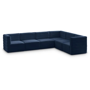 Meridian Furniture Quincy 126-inch 6-Piece Velvet Modular Comfort Sectional