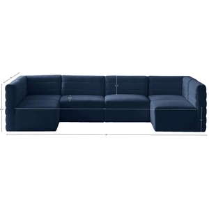 Meridian Furniture Quincy 126-inch 6-Piece Velvet Modular Comfort U-Shape Sectional
