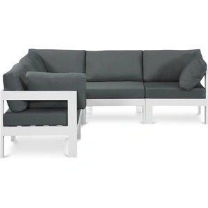Meridian Furniture Nizuc 90-inch 5-Piece Outdoor Patio Waterproof Fabric Modular Sectional with Aluminum Frame
