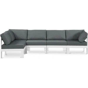 Meridian Furniture Nizuc 120-inch 5-Piece Outdoor Patio Waterproof Fabric Modular Sectional with Aluminum Frame