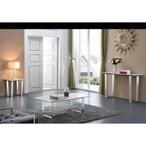 Meridian Furniture Carlton 48-inch Rectangular Genuine Stone Console Table with Chrome Stainless Steel Base, White