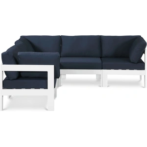 Meridian Furniture Nizuc 90-inch 5-Piece Outdoor Patio Waterproof Fabric Modular Sectional with Aluminum Frame