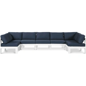 Meridian Furniture Nizuc 150-inch 7-Piece Outdoor Patio Waterproof Fabric Modular U-Shape Sectional with Aluminum Frame