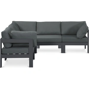 Meridian Furniture Nizuc 90-inch 5-Piece Outdoor Patio Waterproof Fabric Modular Sectional with Aluminum Frame