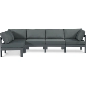 Meridian Furniture Nizuc 120-inch 5-Piece Outdoor Patio Waterproof Fabric Modular Sectional with Aluminum Frame