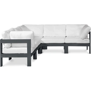 Meridian Furniture Nizuc 90-inch 5-Piece Outdoor Patio Waterproof Fabric Modular Sectional with Aluminum Frame