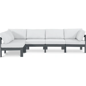 Meridian Furniture Nizuc 120-inch 5-Piece Outdoor Patio Waterproof Fabric Modular Sectional with Aluminum Frame
