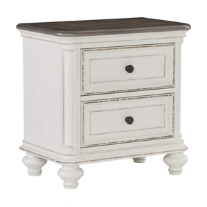 Homelegance Baylesford 2-Drawer Wood/Wood Veneer Nightstand with USB Port, Antique White