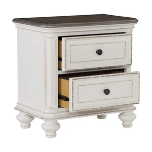 Homelegance Baylesford 2-Drawer Wood/Wood Veneer Nightstand with USB Port, Antique White