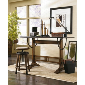 Hammary Studio Home Oak Wood/Metal Adjustable Swivel Stool