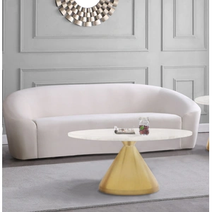 Meridian Furniture Emery 36-inch Round Marble Coffee Table with Brushed Gold Stainless Steel Base, White
