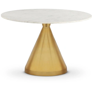 Meridian Furniture Emery 48-inch Round Marble Dining Table with Stainless Steel Base, White