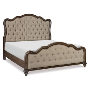 Homelegance Heath Court Fabric/Wood/Wood Veneer Tufted Bedroom Set, Brown Oak