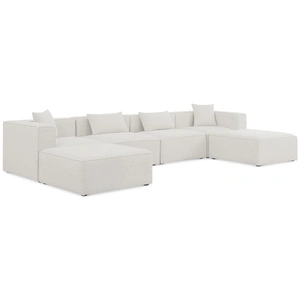 Meridian Furniture Cube 144-inch 6-Piece Linen Fabric Modular U-Shape Sectional