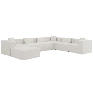 Meridian Furniture Cube 144-inch 7-Piece Linen Fabric Modular Sectional