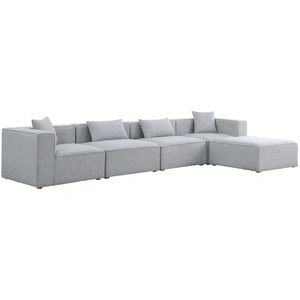 Meridian Furniture Cube 144-inch 5-Piece Linen Fabric Modular Sectional