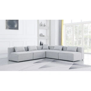 Meridian Furniture Cube 108-inch 5-Piece Linen Fabric Modular Armless Sectional