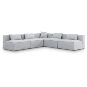 Meridian Furniture Cube 108-inch 5-Piece Linen Fabric Modular Armless Sectional