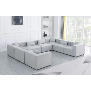 Meridian Furniture Cube 144-inch 8-Piece Linen Fabric Modular Sectional