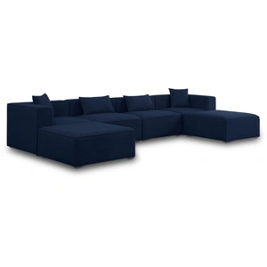 Meridian Furniture Cube 144-inch 6-Piece Linen Fabric Modular U-Shape Sectional