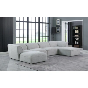Meridian Furniture Miramar 142-inch 6-Piece Linen Fabric Modular U-Shape Sectional Sofa