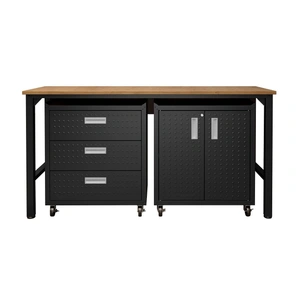 Manhattan Comfort Fortress 3-Piece Textured Metal Garage Storage Set, Composition 3